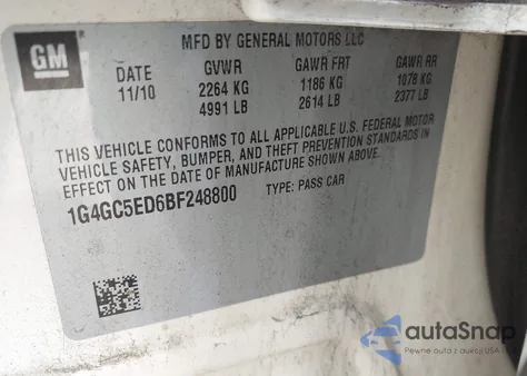 2011 Buick Lacrosse Cxl from USA, damaged, VIN 1G4GC5ED6BF248800